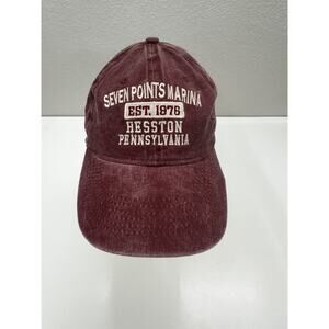 ESY Baseball Hat Seven Points Marina Hesston Pennsylvania Maroon Adjustable Cap